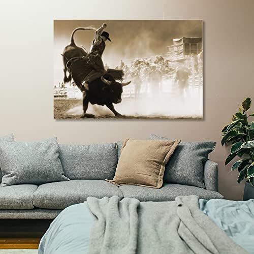 Художествен плакат на быке Езда на быке, Западното изкуство, Изкуството на каране на быке, Художествени Плакати за Родео,