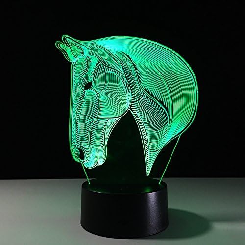 Tiscen 3D Иллюзионный лека нощ, Led Пластмасови Настолни Лампи, Ночники във формата на Кон, 7 Цвята, USB Зареждане, Декорация