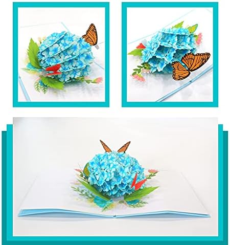 ХУБАВО ИЗСКАЧАЩ прозорец - Комплект от 2 3D Изскачащи картички с пеперуди и цветя - Цветя Изскачащи картичка за майка си, жена си в Деня на майката, Деня на Св. Валентин
