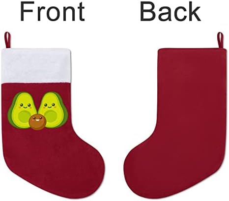 Прекрасни Семейни Чорапи с Авокадо, Червени Коледни Празници Чорапи, Украса за Дома, Коледна Елха, Висящи Чорапи за Камината