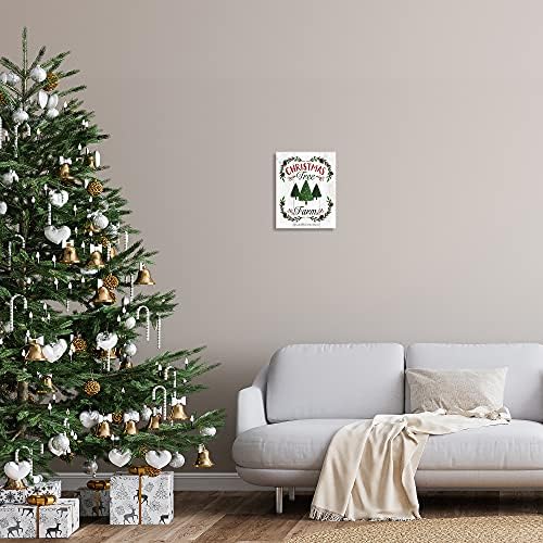 Реклама ферми Stupell Industries в стила на Коледната елха в селски стил, Зелен Бор Остролист, Дизайн Louise Allen Designs
