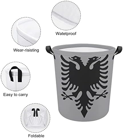 Флаг Албанского Величие Кошница за дрехи с Кошница За Дрехи, Чанта За Съхранение на Боклук Кофи Сгъваема Висока с Дръжки