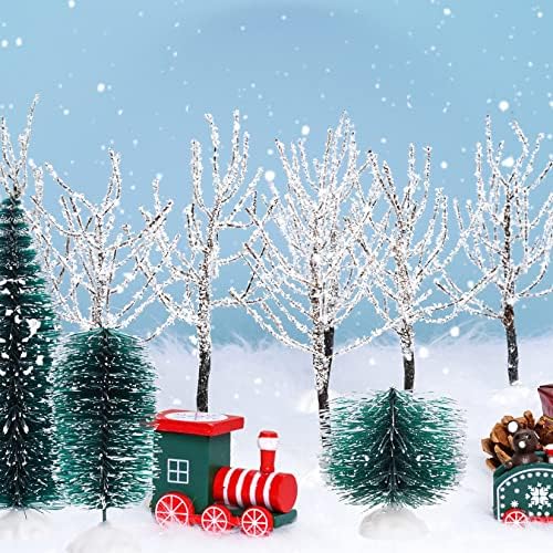 13 Бр. Мини Коледен Декор Дървета Настолни Дървета Зимна Снежна Модел Студените Дървета, покрити със сняг Клони Селски