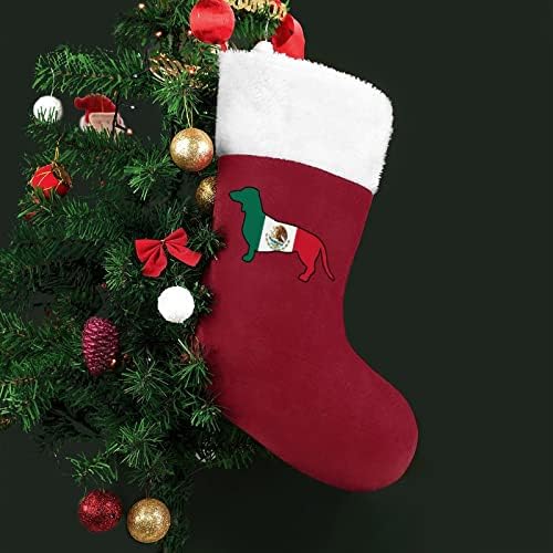 Такса, Мексико Куче, Червени Коледни Празници Чорапи, Украса за Дома, Коледна Елха, Висящи Чорапи за Камината