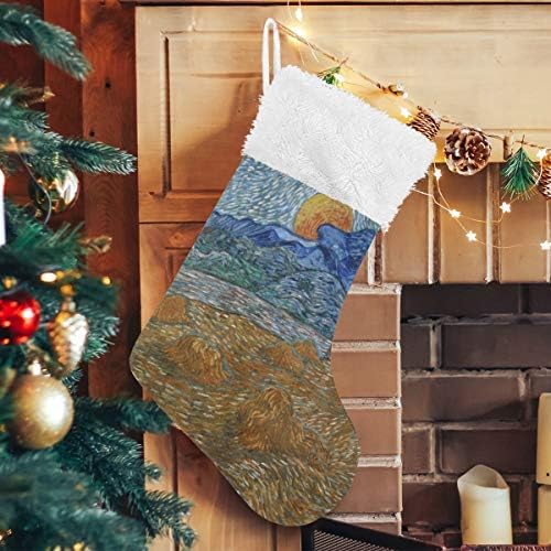 Коледни Чорапи PIMILAGU Van Gogh's Wheat Fields 1 Опаковка 17,7 инча, Окачени Чорапи за Коледна украса