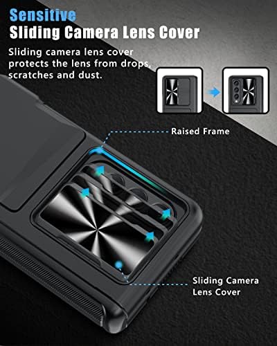Калъф Vihibii за Samsung Galaxy Z Fold 3 5G със защитата на панти, Вграден държач за карти, стойка, Плъзгащ се капак